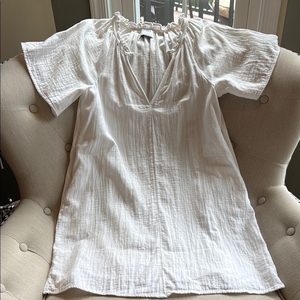 White Ruffled V-Neck Dress Top- Old  Navy
